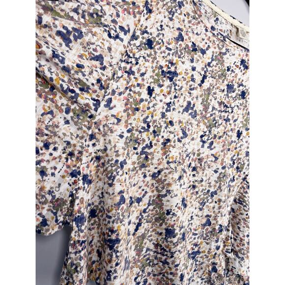 Westbound Woman, Size 1X, Light Beige & Muted Colors Batwing Tee, Flutter Sleeve - Picture 6 of 7